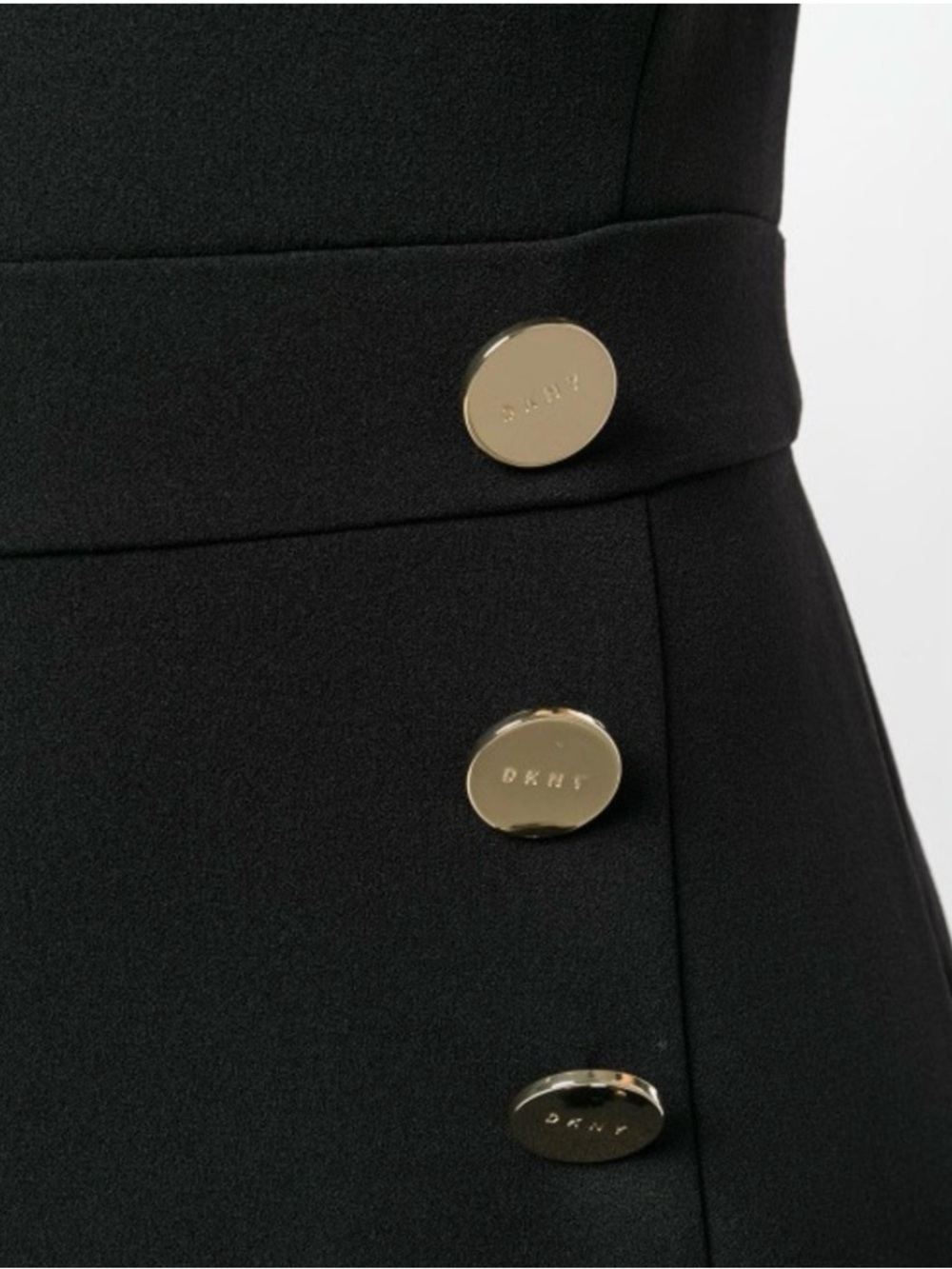DKNY Black Sleeveless Wide-Leg Jumpsuit with Gold Button Detail -Size 6 - Picture 4 of 9